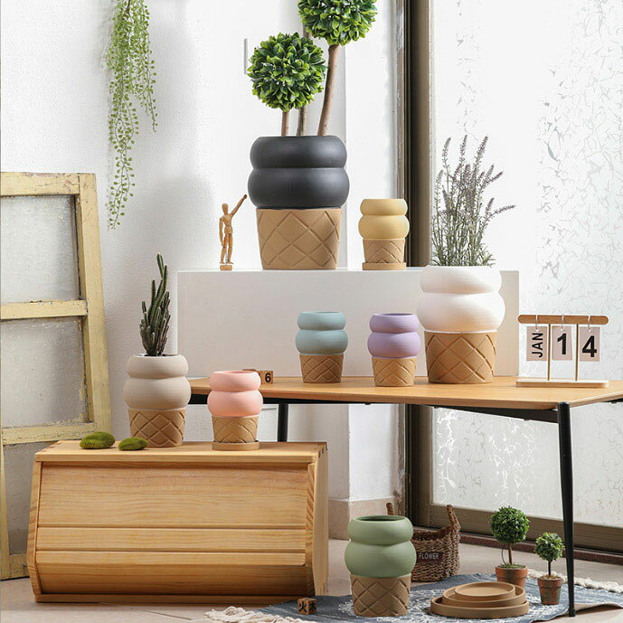 【vase383】ソフトクリームカラー 植木鉢 ポット プランター 多肉植物 多肉ポット 園芸用品 底穴あり インテリア鉢 インテリア置物 シンプル サボテン鉢 おしゃれ鉢の商品画像 3