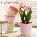 【vase416】受け皿付き エキゾチック柄 花柄 植木鉢 ポット プランター 多肉植物 多肉ポット インテリア鉢 デザインポット インテリア置物 母の日