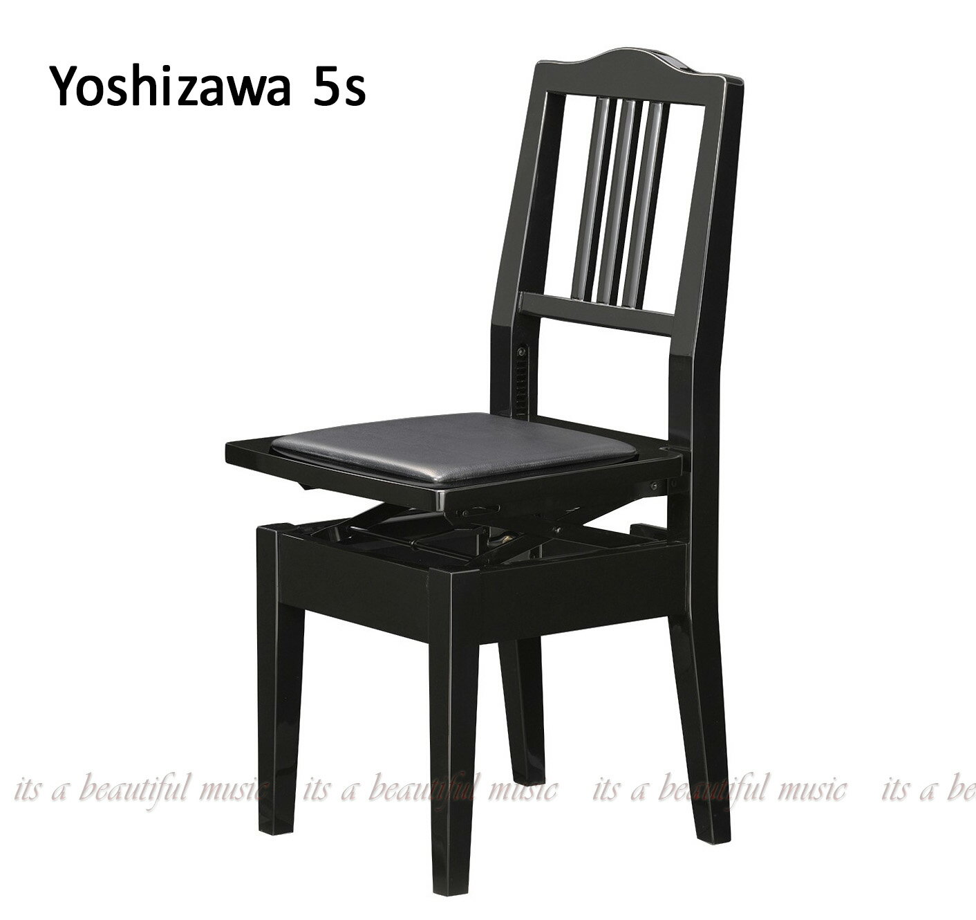 【its】入荷しました！（在庫僅少品・次回入荷未定品）お求めやすい！背付きピアノ椅子・吉澤 Yoshizawa 5s（黒色/艶出し）（検：Peacock/背付ピアノ椅子/背もたれ/トムソン椅子/高低自在椅子）