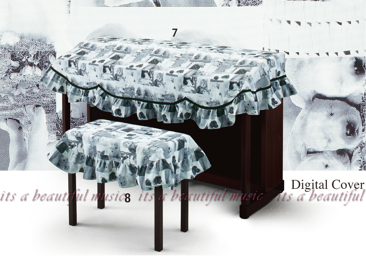 ◆適合 フリーサイズ(約190×90cm) 　　　　　　　　アルプスGPシリーズ ◆スペック ♪全国の有名楽器店で注文販売されているピアノカバー専門ブランド「アルプス」の高品質レギュラーライン商品です。 カラー ：モノクロ　子犬&amp;子猫柄 素材：遮光ジャガード織　ポリエステル100% ◆オーダー ※デジタルピアノ椅子カバーは別売りです。 ※フリーサイズカバーは通常1〜5営業日ほどで出荷となります。 適合サイズ、品番の調べ方、名入れや特注仕様など、、 ピアノカバーに関するお問い合わせは経験豊富な当店へ！ 　　　イッツ・ア・ビューティフル・ミュージック楽天店 　　　TEL 0749-62-5430までお気軽にご相談下さい！