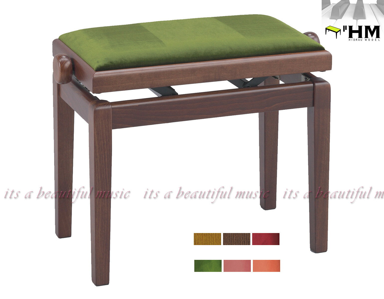 【its】スペイン/HIDRAU社 高級輸入ピアノ椅子 BG-1（ウォルナット調）※座面が6色から選べます！
