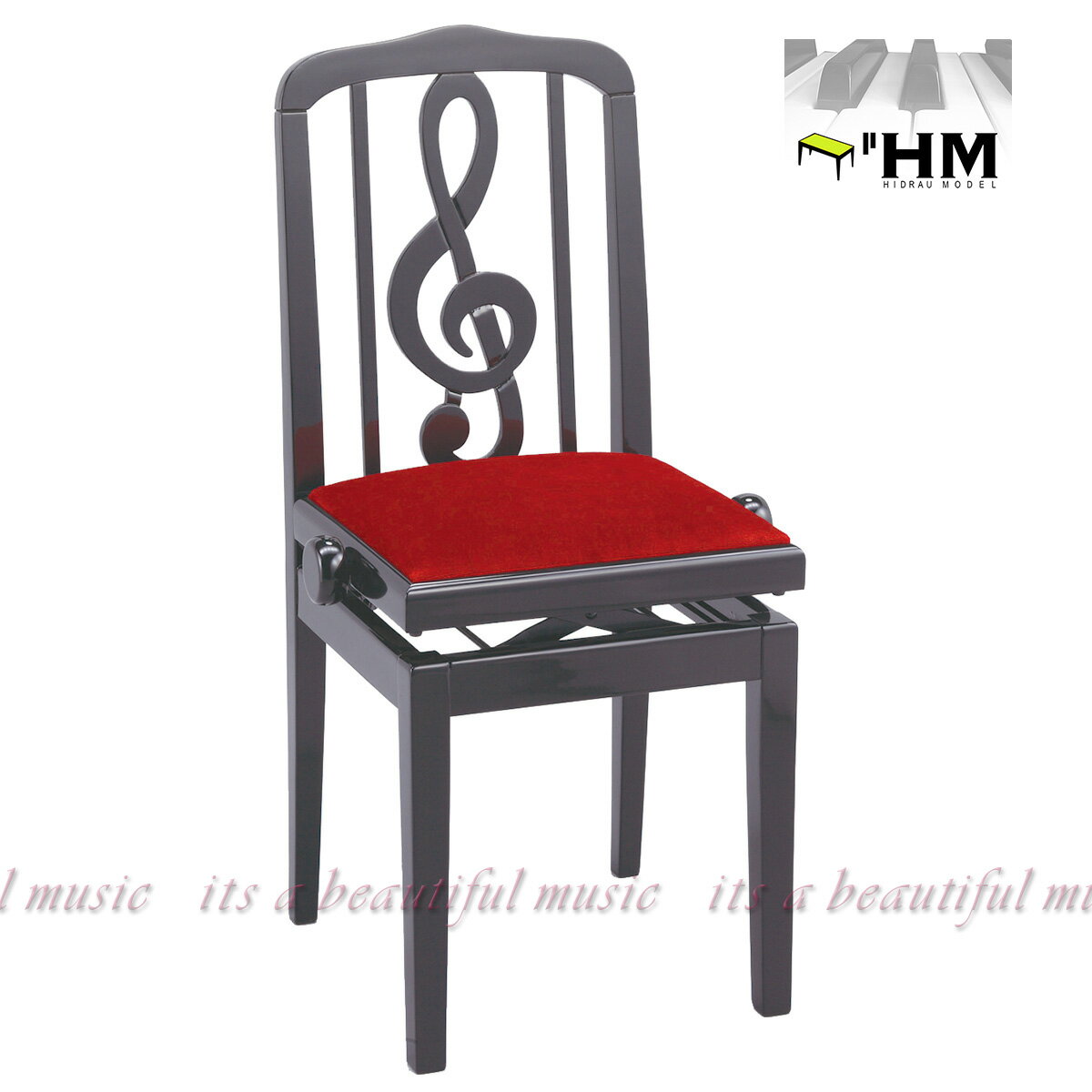 【its】スペイン/HIDRAU社（イドラウ/ヒドラウ） ”お洒落なト音記号の高級輸入椅子”背付きピアノ椅子 SG-40（黒）（…