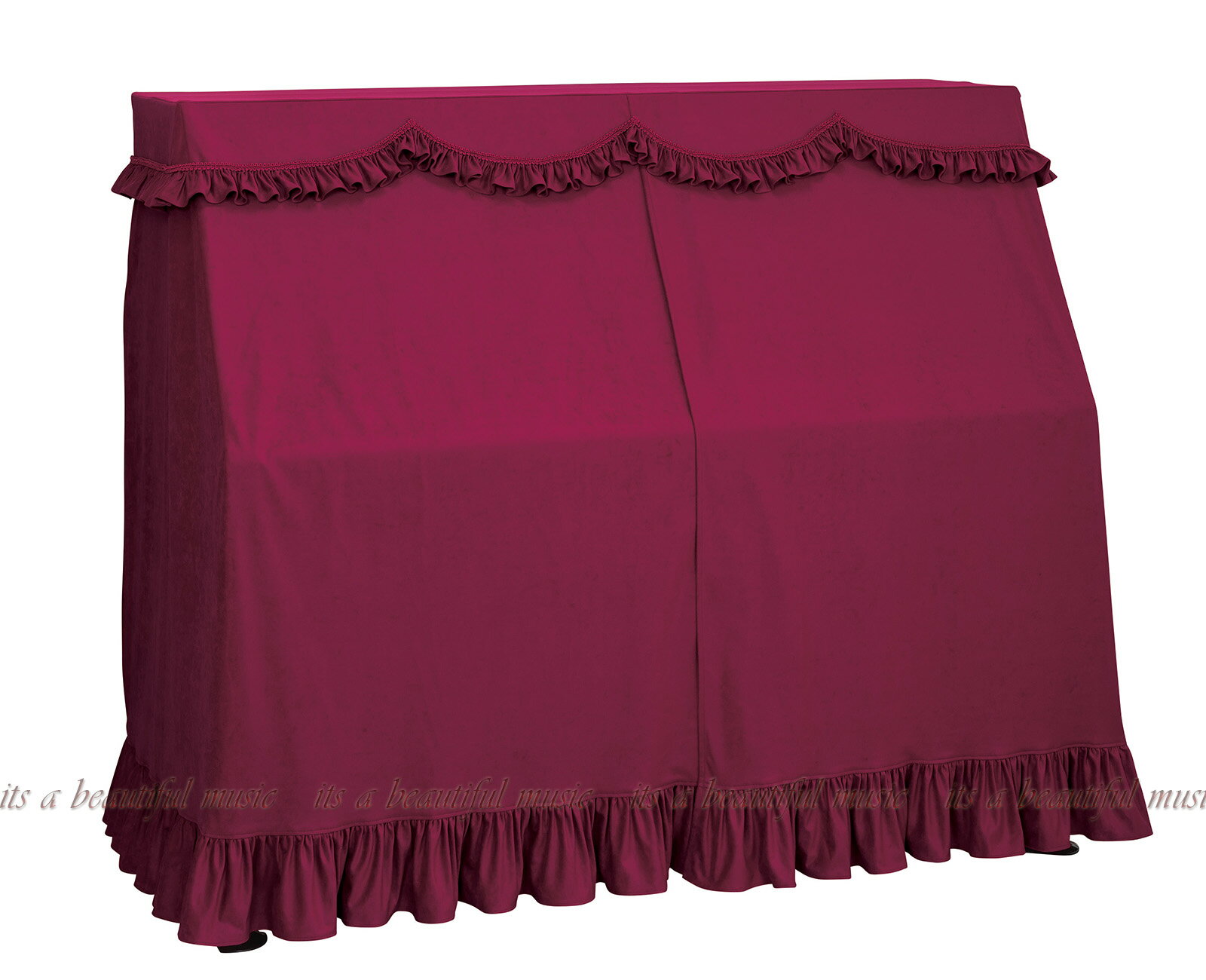 アップライトピアノ用オールカバー　甲南 セリーヌ（ボルドー） 全国の有名楽器店で注文販売されているピアノカバートップブランド「甲南/Konan」の高品質レギュラーライン商品です。 生地：ポリエステル100%（スエード調） &nbsp; 【 Sサイズ 】&nbsp; ※甲南のピアノカバーには既製サイズの設定はありません。 &nbsp;【 Mサイズ 】&nbsp; &nbsp;※甲南のピアノカバーには既製サイズの設定はありません。 &nbsp;【 ぴったりサイズ 】&nbsp;&nbsp; 「ぴったりサイズ」はピアノ品番などをお知らせ頂くことでカバーメーカーさんに保存されたピアノ寸法データにより縫製され、お持ちのピアノぴったりに仕上がってきますので見栄えが良く満足度の高いお薦めカバーです。 ※ヤマハ・カワイのピアノは品番情報のみで縫製可能、それ以外のピアノメーカーの場合は品番情報と実測サイズをご入力いただくことで縫製可能です。 ピアノ天板を開けますとピアノ品番等がわかります。 &nbsp; ヤマハ・カワイ以外のピアノはA〜Eを実測頂きご入力下さい。 テキストボックス(A)〜(E)に数値をご記入下さい。 ※ぴったりサイズカバーは受注生産品のため、縫製取り掛かり後のキャンセル・返品・交換は一切できません。 ※縫製に5〜18日ほどかかります（カバーメーカー込み具合により変動） ※アップライトピアノ型の電子ピアノも「ぴったりサイズ」で対応可能です。（サイズデータ必要） &nbsp;&nbsp;【 ぴったりサイズ（背面生地付き） 】&nbsp;&nbsp; ※通常、オールカバーやハーフカバーと表記のあるピアノカバーには背面側の生地は付いておりませんが、当店の「ぴったりサイズカバー」では背面生地付の特注仕様もオーダー可能です！（縫製納期は通常のぴったりサイズカバーと同じです） &nbsp; &nbsp;【わからないことは…】&nbsp;&nbsp; 「うちのピアノにはどのサイズがベスト？」 「ピアノの品番がわからない・・・」 ピアノカバーのお問い合わせは経験豊富な当店へどうぞ！ 【イッツ・ア・ビューティフル・ミュージック楽天店】 TEL 0749−62−5430までお気軽にご相談ください！