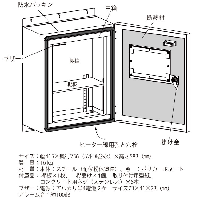 三和製作所(sanwa) AED 自動体外式除細動器 防水屋外用 AED 収納ボックス 壁掛けタイプ 402-715 【 AED 屋外ケース 屋外収容ケース 屋外収納ボックス 壁掛けタイプ 組み立て済み・お客様設置商品 】 2
