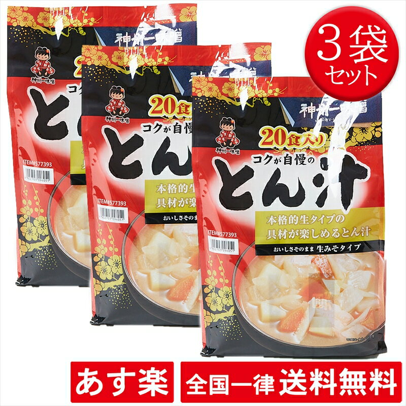 【3袋セット】神州一味噌 とん汁 (20食)×3袋 即席 生みそ 豚汁 ブタ汁 ぶた汁 トン汁【あす楽】【送料無料】のサムネイル