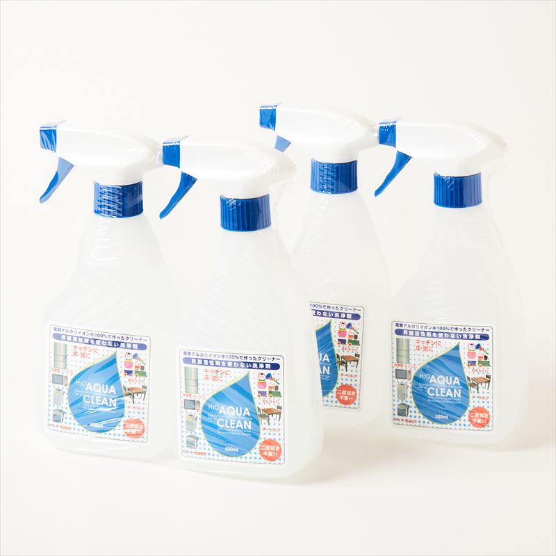 【4本セット】アクアクリーン H2O 超電水【500ml×2本】 電解水クリーナー 電解アルカリイオン水100% クリーナー 二度拭き不要 界面活性剤不使用 化学物質不使用 超電水アクアクリーン 【送料無料】 1