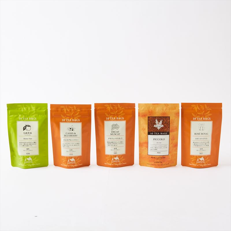 【5種類セット】【白桃煎茶/カシスブルーベリー/デカフェマスカット/ピッコロ/ロゼロワイヤル 各 10個入】【ルピシア】【ティーバッグ】LUPICIA 【ゆうパケット】【送料無料】のサムネイル