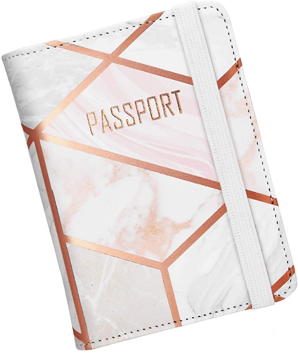 Nacuwa パスポートウォレット 大容量 パスポートケース 女性 収納便利 レザー トラベルウォレットオーガナイザー マーブル