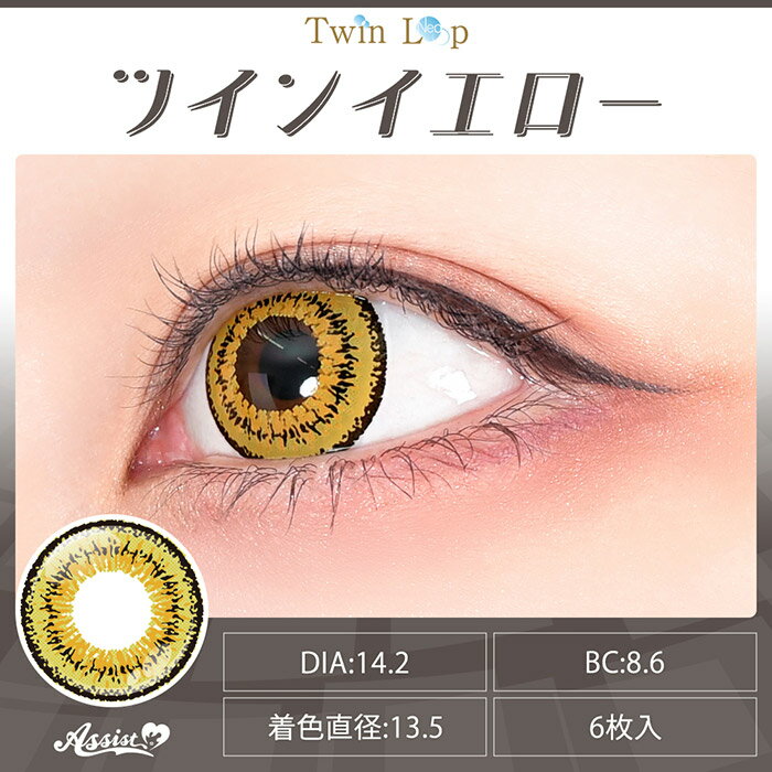 カラコン ワンデー 度あり ツインループネオ Twin Loop Neo 1箱6枚入り DIA14.2mm BC8.6 ハロウィン コスプレ 高発色 仮装 コスプレイヤー レッド パープル ブルーイエロー 赤 青 黄色 紫