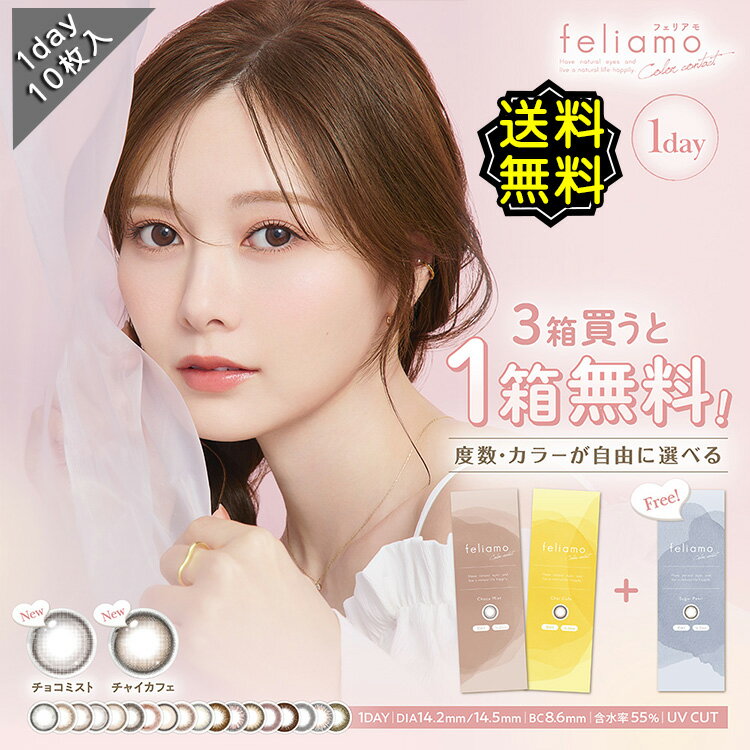 【1箱無料】カラコン ワンデー 度あり フェリアモ feliamo 白石麻衣 DIA14.2mm 14.5mm BC8.6 1箱10枚入り 大人ナチュラル 自然 フチあり フチなし 細フチ ナチュ盛り 高度数 高含水 UVカット