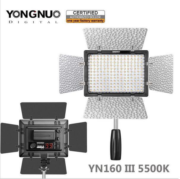 AC電源アダプター付き！！YONGNUO製 192球 LED ビデオライト YN160III　LEDライト 色温度5500K！！