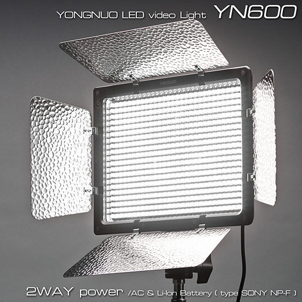 5600K YN600 AC電源アダプター使用可 Yongnuo 600 LED スタジオ ビデオライト 600球のLEDを搭載 カメラ&ビデオカメラ用 Yongnuo製YN-600