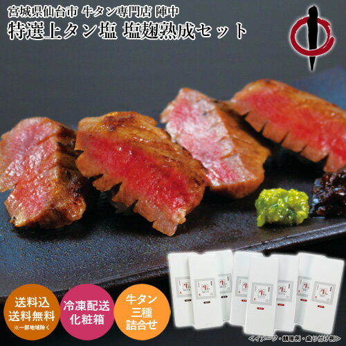 陣中 特選上タン塩 塩麹熟成セット 計1,080g 送料無料 送料込 中元 歳暮 ギフト 夏ギフト 冬ギフト お取り寄せ グルメ 産地直送 産直 贈り物 プレゼント I23005