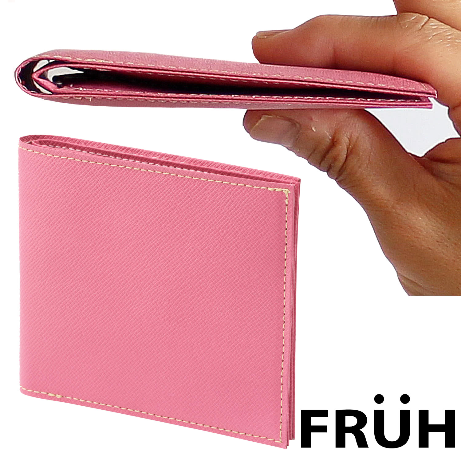 FRUH 薄型スマート スリムウォレット 二つ折り財布 ピンク フリュー GL012L-PINK 日本製
