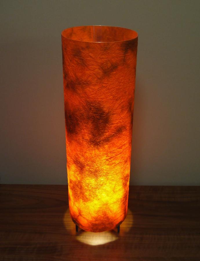 MAL-635　丸行灯（筒型）　Lサイズ　 阿波和紙使用　　　　　　　　　　手漉き楮和紙　もみ染紙（柿色）