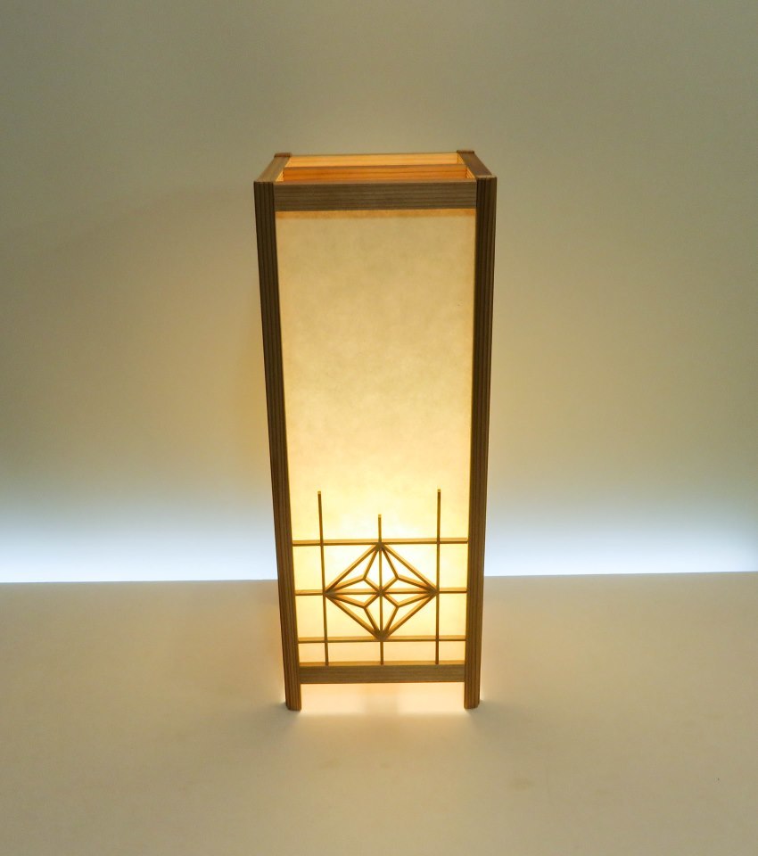 ADTP-1537 角行灯「匠」Lサイズ楮和紙無地(未晒し)/ 朝顔組子模様あんどん・行灯・手作り行灯・組子行灯・大川組子