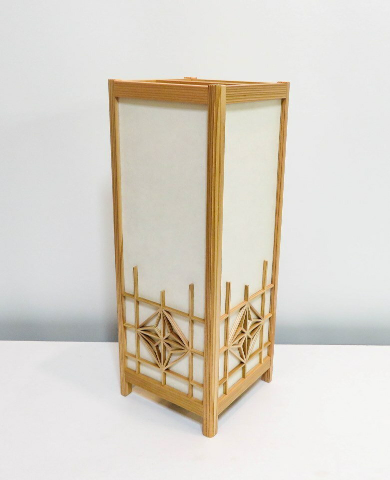 ADTP-1537 角行灯「匠」Lサイズ楮和紙無地(未晒し)/ 朝顔組子模様あんどん・行灯・手作り行灯・組子行灯・大川組子 [2]