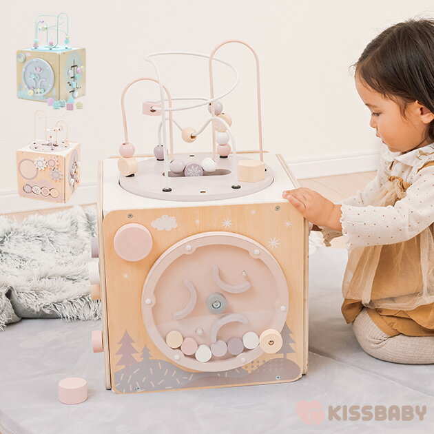 ＼ママ割登録でP2倍／ ＼ラッピング無料／ kiss baby キスベビー プレイトイボックス クリスマス おもちゃ 女の子 男の子 おもちゃ ルーピング 型合わせ 知育玩具 指遊び ピンク　ブルー　ラテ おしゃれ かわいい プレゼント ギフト 【あす楽対応】 【送料無料】