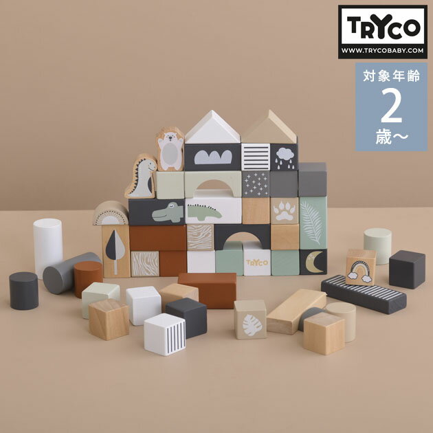 ＼ママ割登録でP2倍／ ＼ラッピング無料／ TRYCO トライコ ブロックセット50ピース TYTRY353001 積み木 つみきセット ベビー 2歳 おしゃれ 赤ちゃん かわいい 木のおもちゃ 知育玩具 プレゼント 