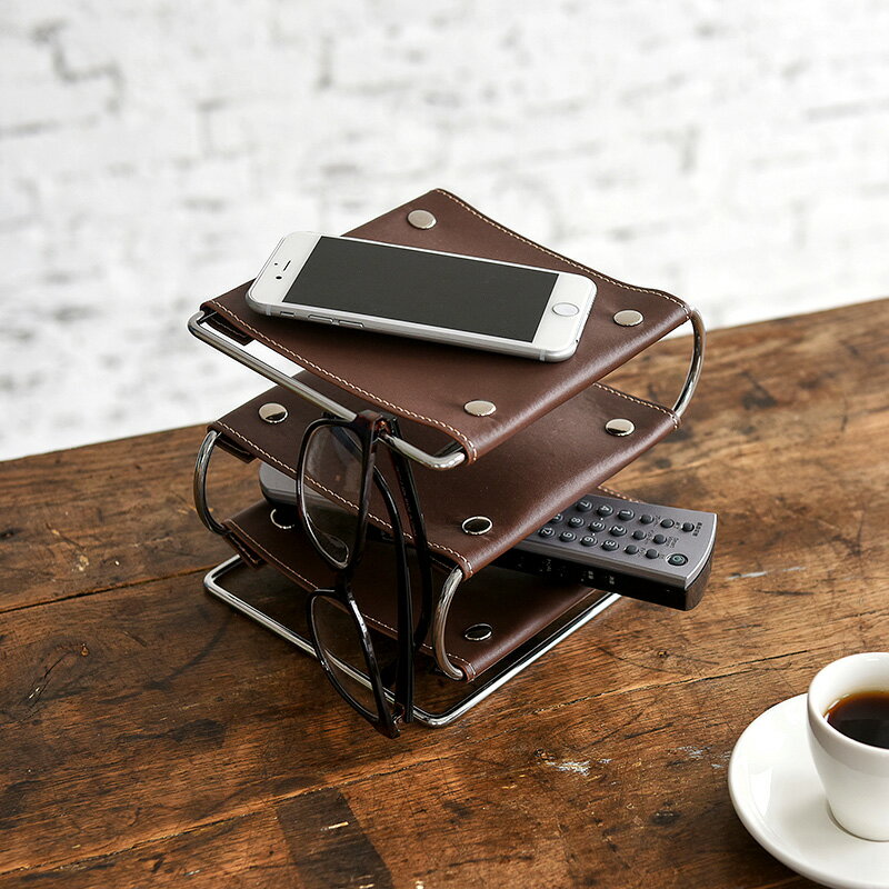 【365日出荷】 卓上 小物入れ おしゃれ デスク マルチデスクラック 3段 840-568DBR クリスマス ギフト 小物収納 デスク 整理 リモコンラック ...