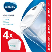 BRITA ポット型浄水器アルーナ 1.25L ALUNA【カートリッジ4個付】ブリタ　カートリッジ　マクストラプラス