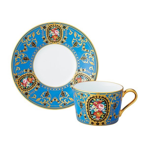 ノリタケ食器 【THE HOMAGE COLLECTION】オマージュ コレクション カプチーノカップ＆ソーサー（青絵花文） 大切な方への贈り物に。【結婚祝い 内祝】【ギフト 贈答品】【日本製 正規販売店】