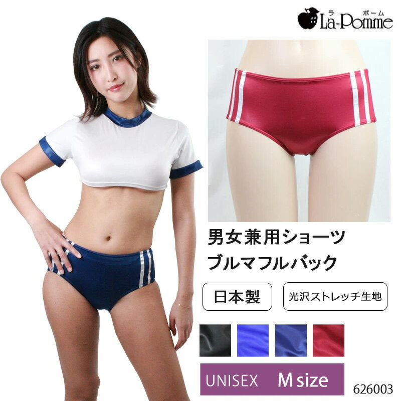 La-pomme ラポーム セクシー ユニセックス 男女兼用ショーツ ブルマ フルバック 光沢 ストレッチ 日本製 Mサイズ 626003