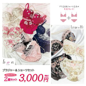 Linge de H ランジュ・ド・アッシュ BON ビーオーエヌ ブラジャーショーツ 2組セット おまかせ 福袋 ブラジャー ショーツ セット レディース ブラセット上下セット おしゃれ プチプラ za-ik