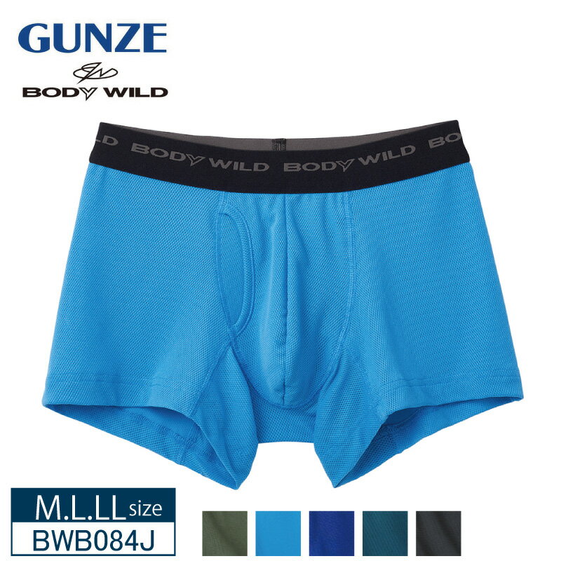 25%OFF GUNZE  BODY WILDボディワイルドボクサーパンツ（前あき） 無地 メンズ 男性用 下着 アンダーウェア ストレッチ メッシュ M・L・LLサイズ BWB084J  父の日 バレンタイン