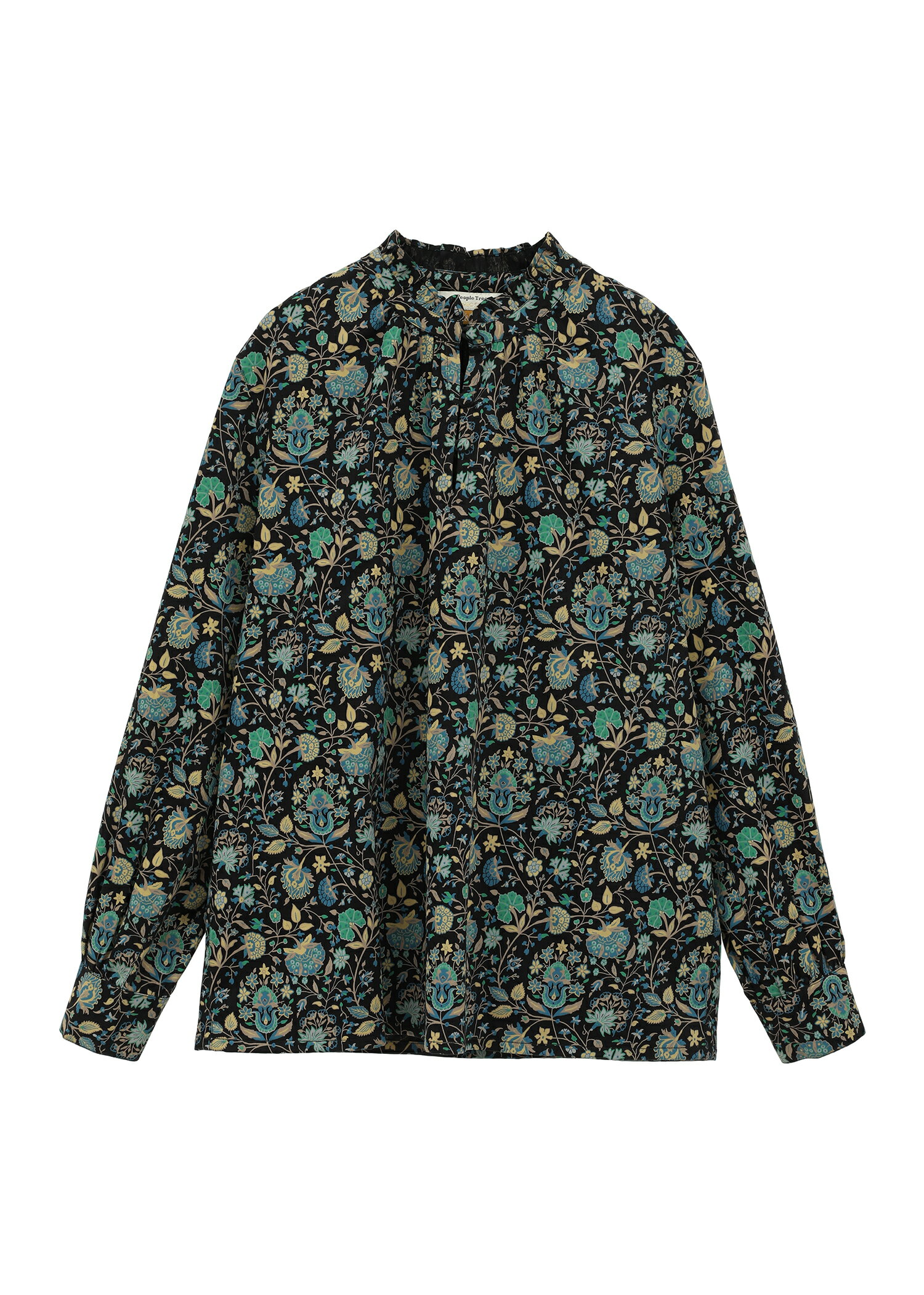 V&A オーガニックコットンサテンフリルネックブラウス ヤスミン柄【M】PeopleTree ピープルツリー organiccotton フェアトレード fai...