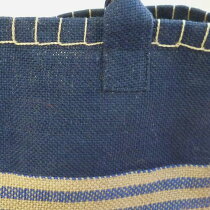 【PeopleTree】ピープルツリージュートのラウンドバスケットブルー系M