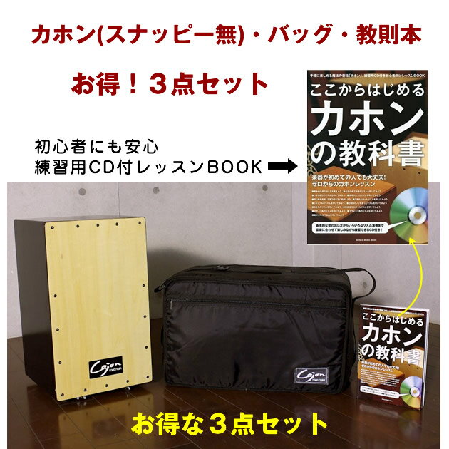 【送料無料】打楽器 カホン（スナッピー無）・バッグ・教本のお得な3点セット cajon ペール発祥の打楽器 ドラムセッ…