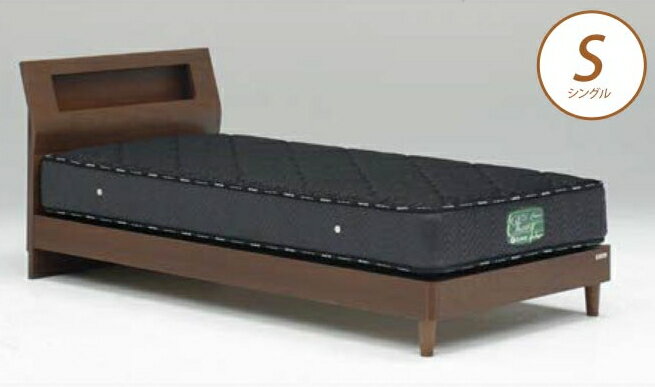 ＼20時～4H限定★ポイント5倍！／ ベッドフレーム ウォルテ Sキャビネット 引き出し無し シングル ウォールナット フレームのみ 棚付 木製ベッド モダン 宮付きベッド コンセント付 Granz グランツ