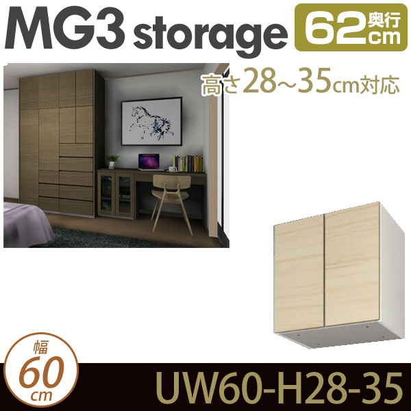 ＼ポイント10倍★9日1:59まで／ 壁面収納 キャビネット 【 MG3-storage 】 上置き 幅60cm 奥行62cm 高さ28-35cm D62 UW60 H28-35 MGver.3 【代引不可】【受注生産品】