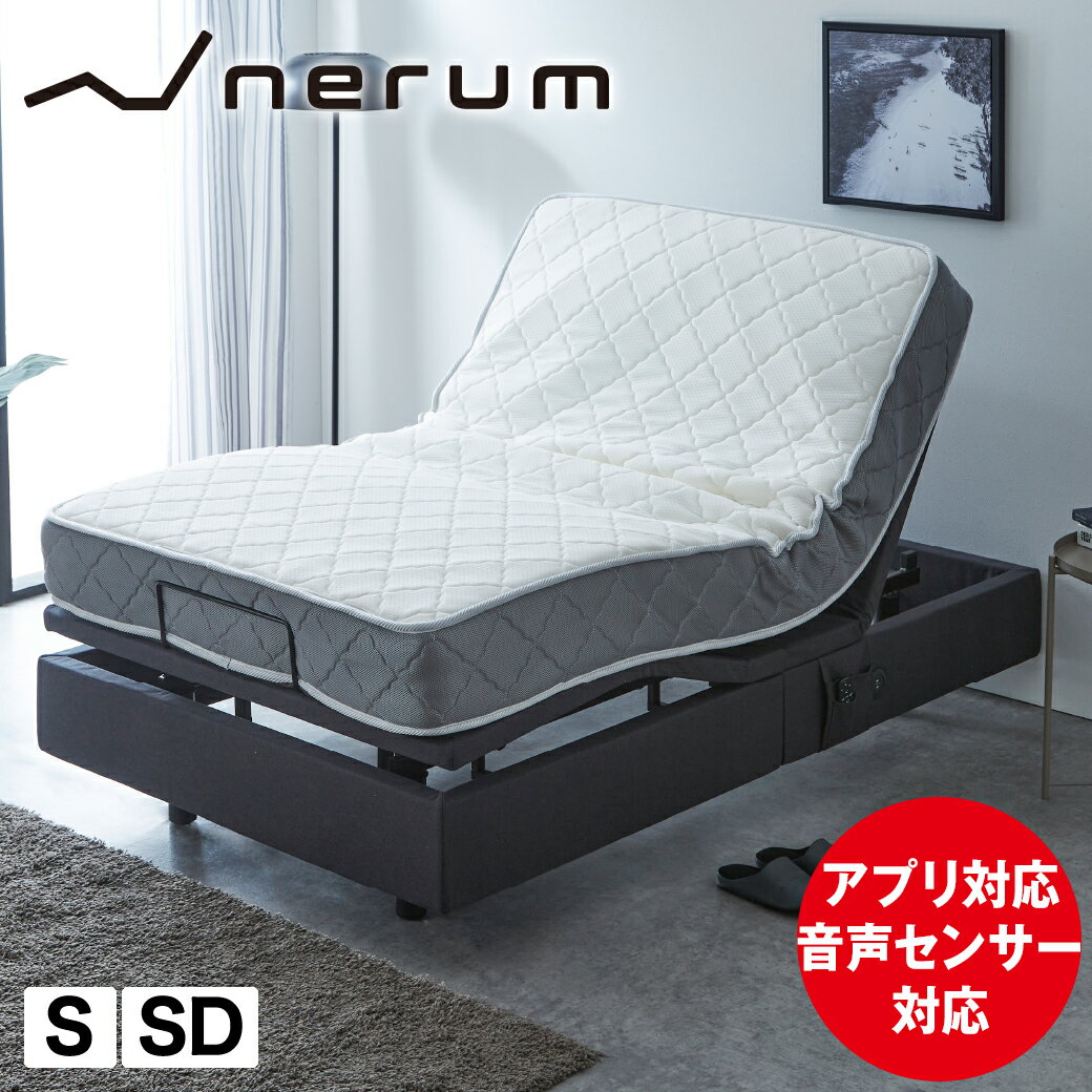 電動ベッド 2モーター 睡眠センサー nerum 睡眠スコア スマホ対応 アプリ対応 USBポート 静音 シングル セミダブル 高さ調整 足元照明LED付 ワイヤレスリモコン付 ITE-003 app ネルム