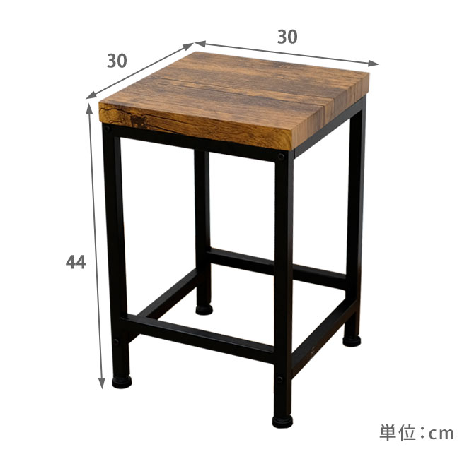 ＼20時〜4H限定★ポイント5倍!/ スツール 幅・奥行30×高さ44cm スチール アイアン 木製 アジャスター付き ブルックリンスタイル レトロ調 シンプル コンパクト|椅子 チェア 水や汚れに強いPVC素材 [2]