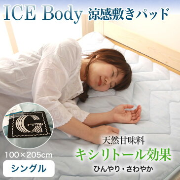 【送料無料】【代引不可】 涼感 敷きパッド アイスボディ ICE Body シングル 100×205cm / 天然甘味料キシリトール クラボウ・クールレイ(R) 敷き布団 冷感 夏寝具 エコ 省エネ 国産 日本製 暑さ対策 ひんやりグッズ 冷感グッズ 猛暑対策 クールグッズ