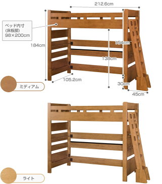 ロフトベッド ハイタイプ 小島工芸 ラークUP システムベッド 木製 シングルベッド ロフトベッド(ハイタイプ) 宮付 LEDライト 2口コンセント マガジンラック収納 子供家具 ベッド下収納 別売りパーツを組み合わせて2段ベッドに F☆☆☆☆