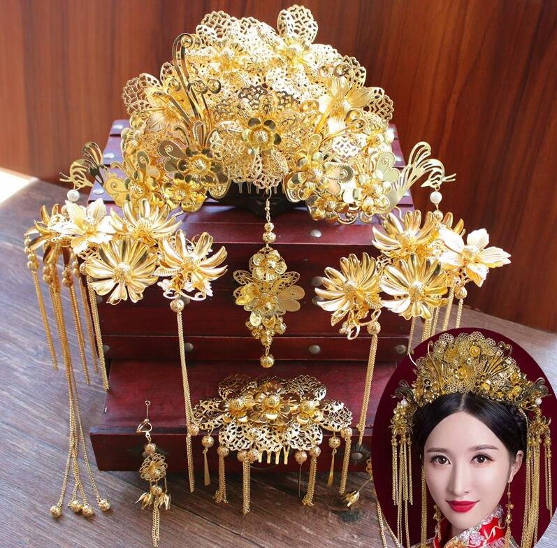 中国古代髪飾り　中華風ウエディングドレス　漢服・唐装用アクセサリ　チャイナ古代衣装舞台道具　写真..