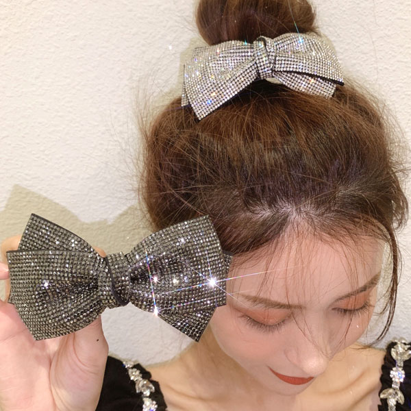 乐天商城 - 【2カラー】リボン ヘアバレッタ 上品 大きめ リボン ヘアアクセサリー ヘアクリップ ヘアアレンジ レディース 女性 おしゃれ シンプル カジュアル 髪 髪留め 黒 紺 緑 ワイン 卒業式 入園式 卒園式 普段使い