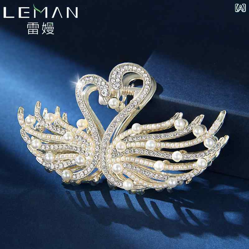 ヘアアクセサリー 髪飾り 白鳥親子 パール レディース クリップ ホワイト スワン ...