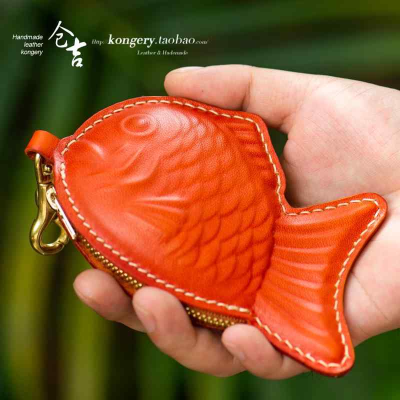 たいやき キー ケース 最上級 牛革 メンズ レディース 小銭 バッグ イヤホン バッグ キー バッグ 個性