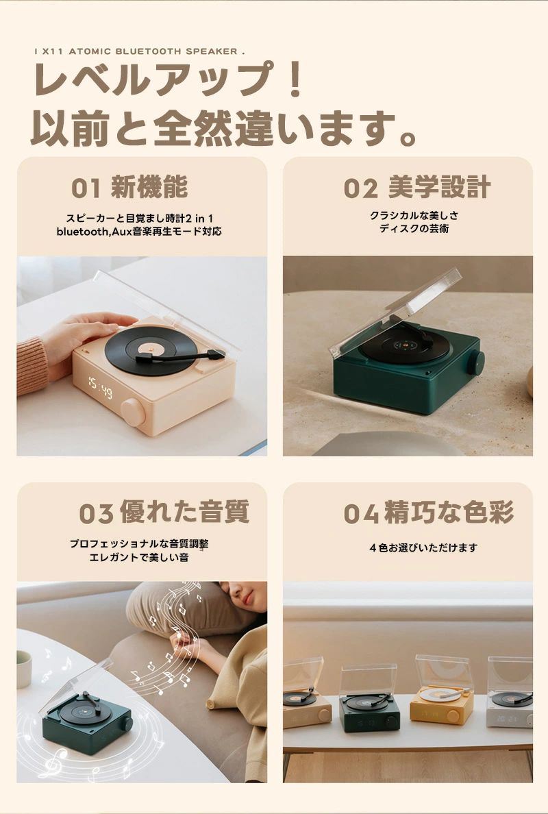 Bluetoothスピーカー レトロ レコードタイプ レトロ レコード スピーカー おし 多機能 デジタル 一人暮らし スピーカー 可愛い レコード型 コンパクト 北欧スタイル メモリーカード i-orangestore-10000229 orangestore サンプル画像2