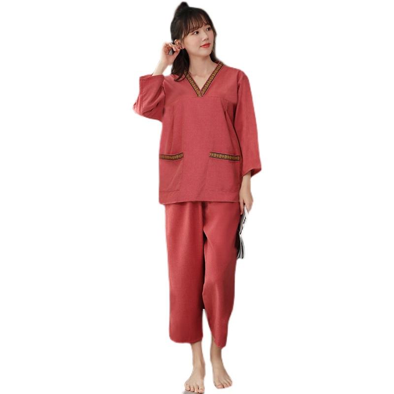 温泉着 マッサージ スーツ リラクゼーションウェア インナー ズボン ナイト ルーム パジャマ パンツ トップス セット 衣料品 男女兼用 ユニセックス