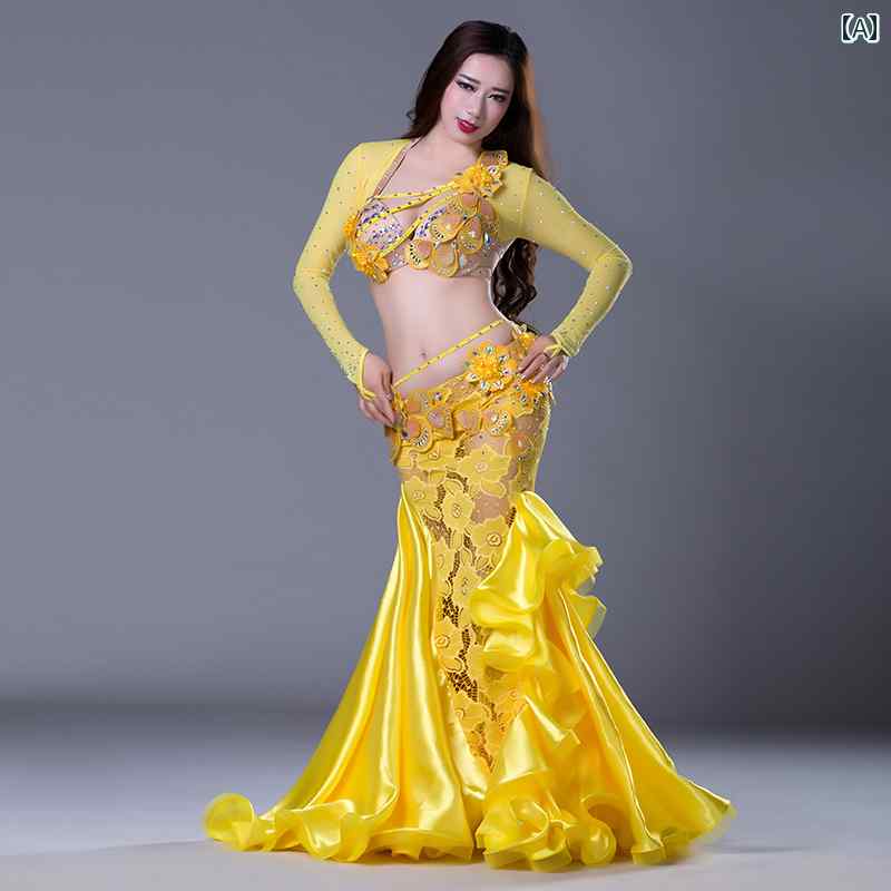 ダンス ベリーダンス パフォーマンス 衣装 秋冬 長袖 オリエンタル ダンス 衣装 セット インド ダンス 衣装