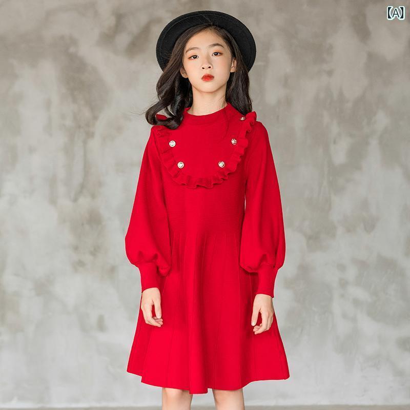 Rakuten - 子供服 ドレス ワンピース 長袖 パーティー 発表会 お呼ばれ かわいい キュート ラブリー 女の子 キッズ 秋冬