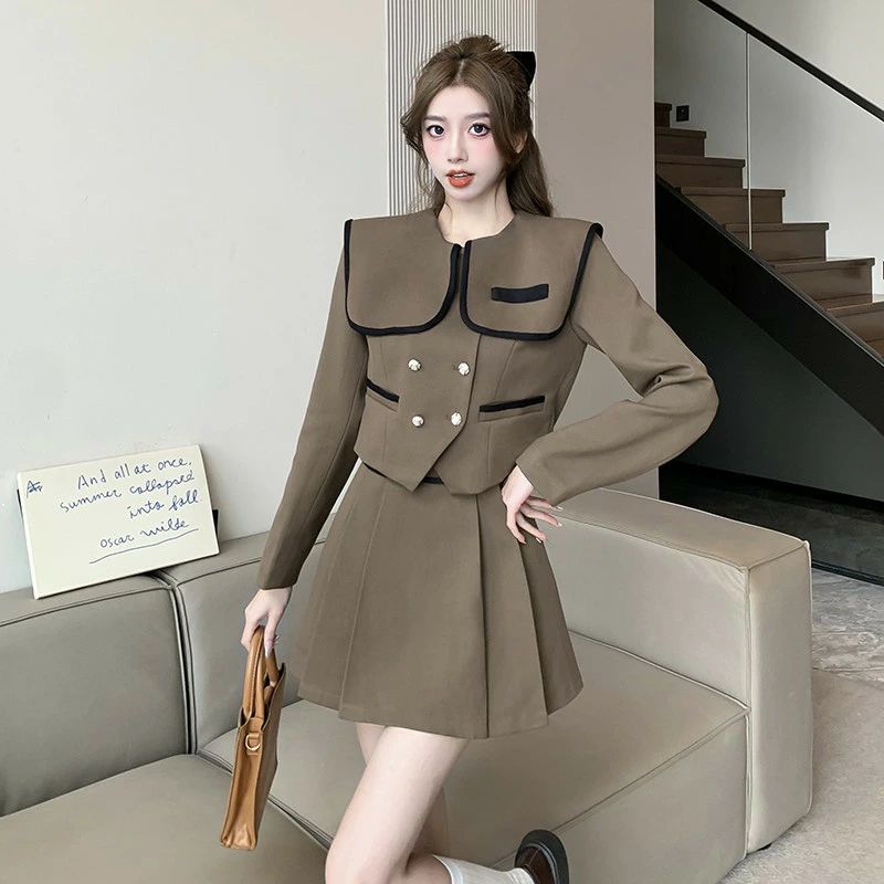 Rakuten - 卒業式 スーツ 女の子 卒服 韓国 制服 高校生 韓国 おしゃれ なんちゃって制服 入学式 フォーマルスーツ 学生服 グレー セミフォーマル 女子 中学生 スカート ブラウン 可愛い 2色 ジャケット 小学校 入園式 卒園式 発表会 お受験 大きいサイ
