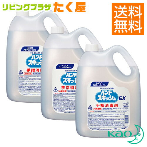 送料無料 花王 ハンドスキッシュ EX 4.5L × 3本 1ケース 指定医薬部外品 大容量 業務用 詰め替え つめかえ用 外皮消毒剤 手指 皮ふ用 洗浄消毒剤 消毒液 手指 アルコール 日本製 Kao プロシリーズ