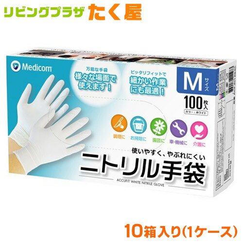 楽天市場】メディコム アキュフィット ホワイト ニトリル手袋 sサイズ