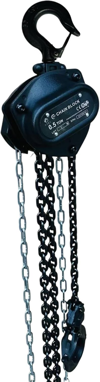 Rakuten - 360度チェーンブロック 0.5t チェーン3mor6m 軽量コンパクト 360度スリーブ 自在引き チェーンホイスト 手動式 ガッチャ がっちゃ 安全作業 レバーホイスト 滑車 ハンドチェーン リフト 吊り上げチェンブロック マットブラック 手動チェーンブロック ミニチェーンブロック